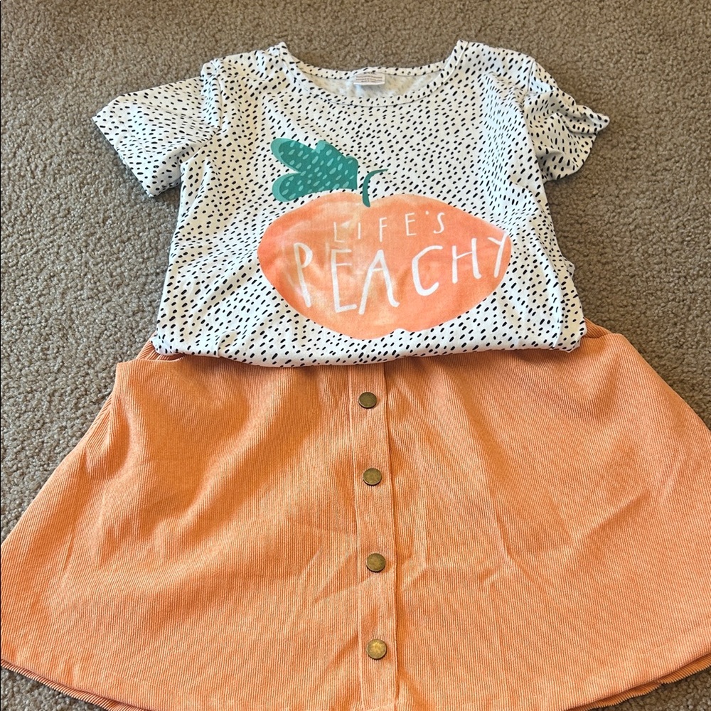 Sparkle in Pink Peach Tee and Skirt Set